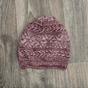 White and Red Fairisle Beanie